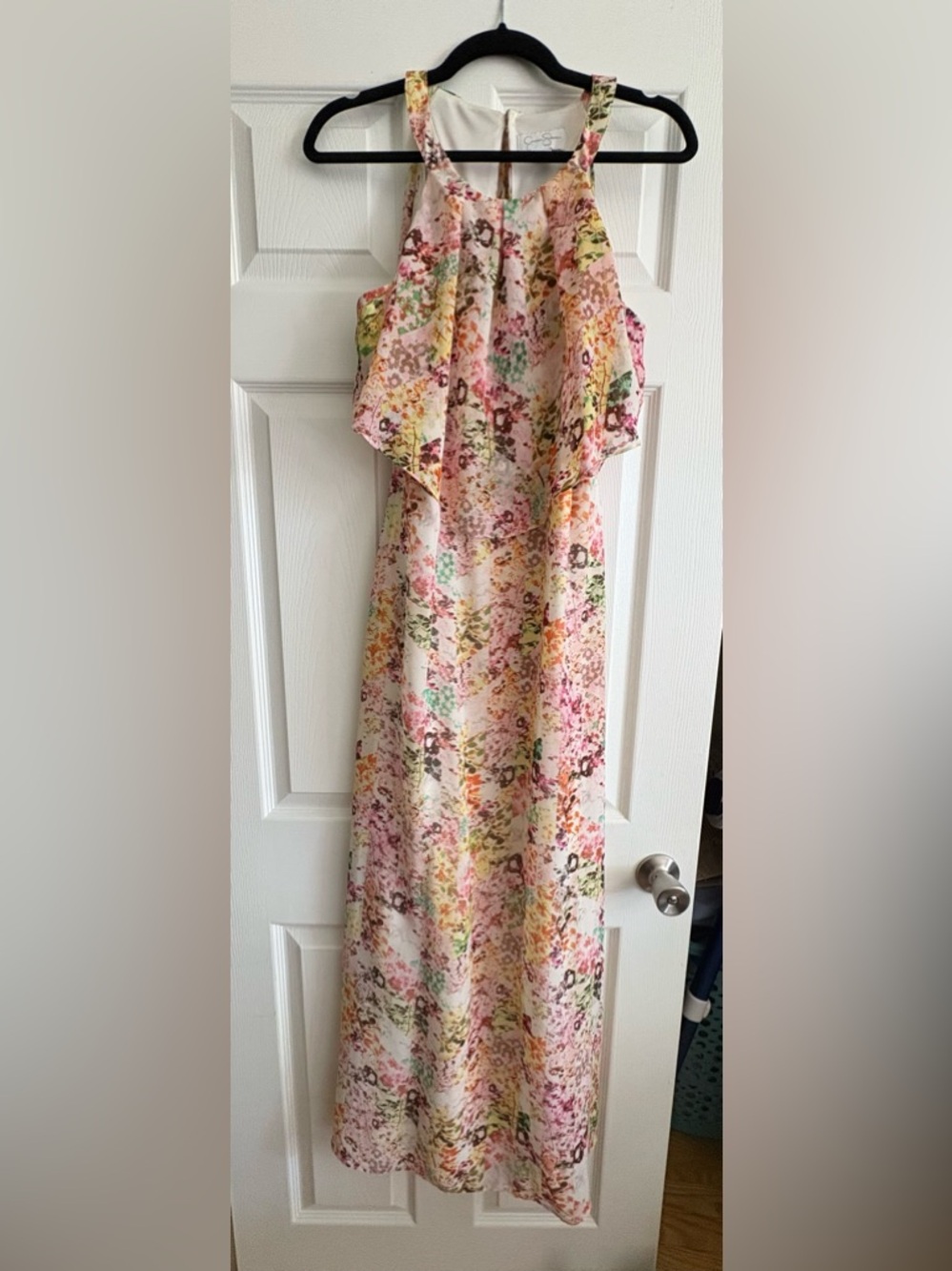 Jessica Simpson Floral Maxi Dress in White, Pink, Green, Yellow